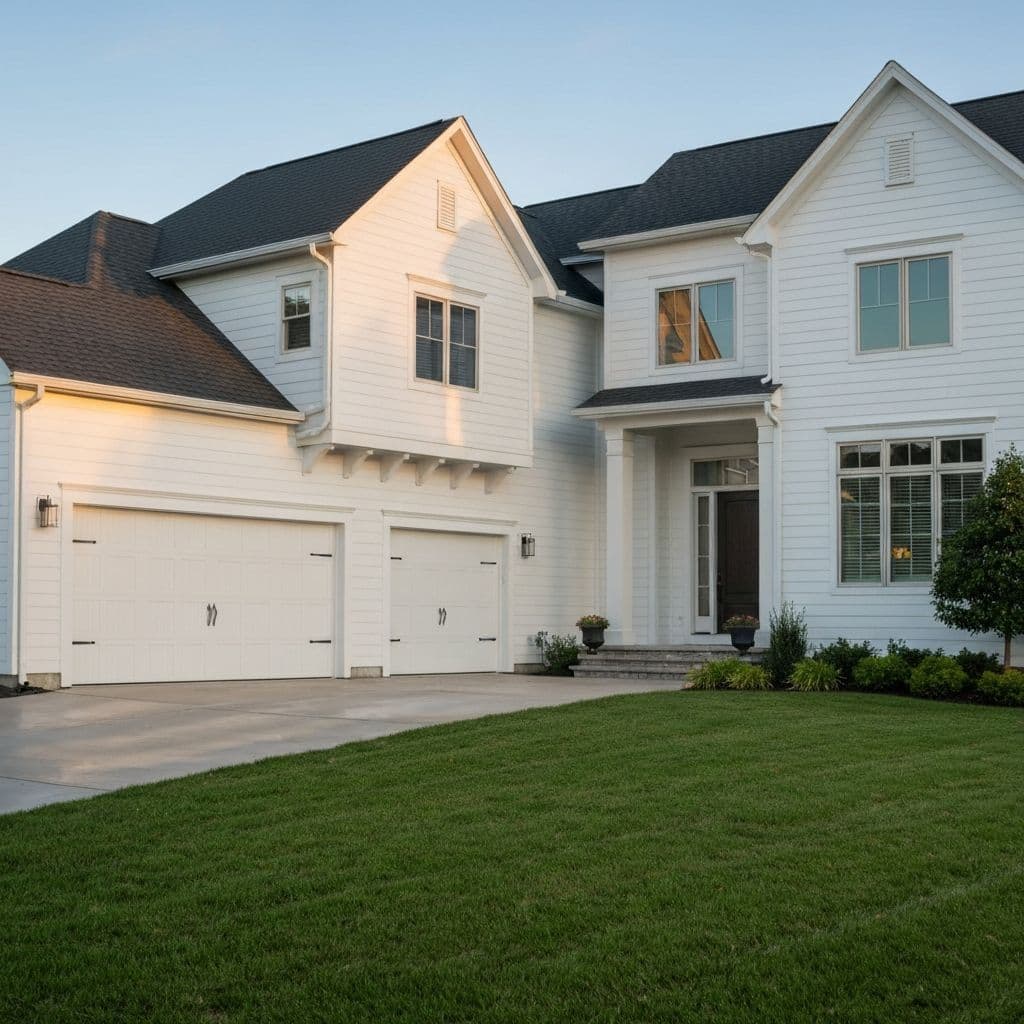 Freshly cleaned luxury residential home exterior